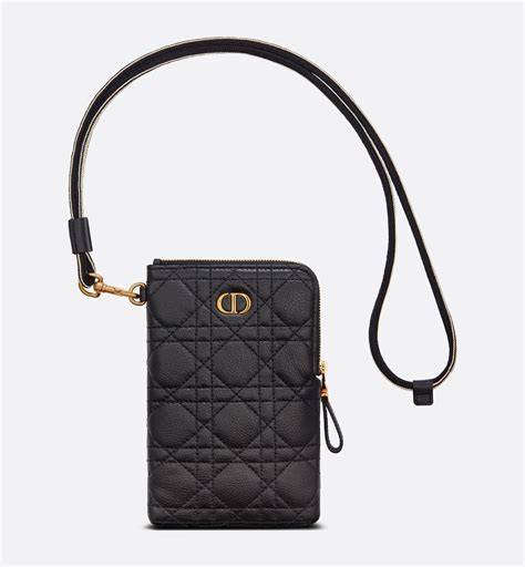 dior caro pouch black supple cannage calfskin|dior caro multifunctional.